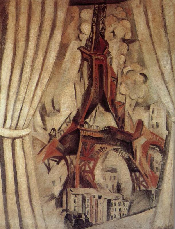 Delaunay, Robert Eiffel Tower  in front of Curtain china oil painting image